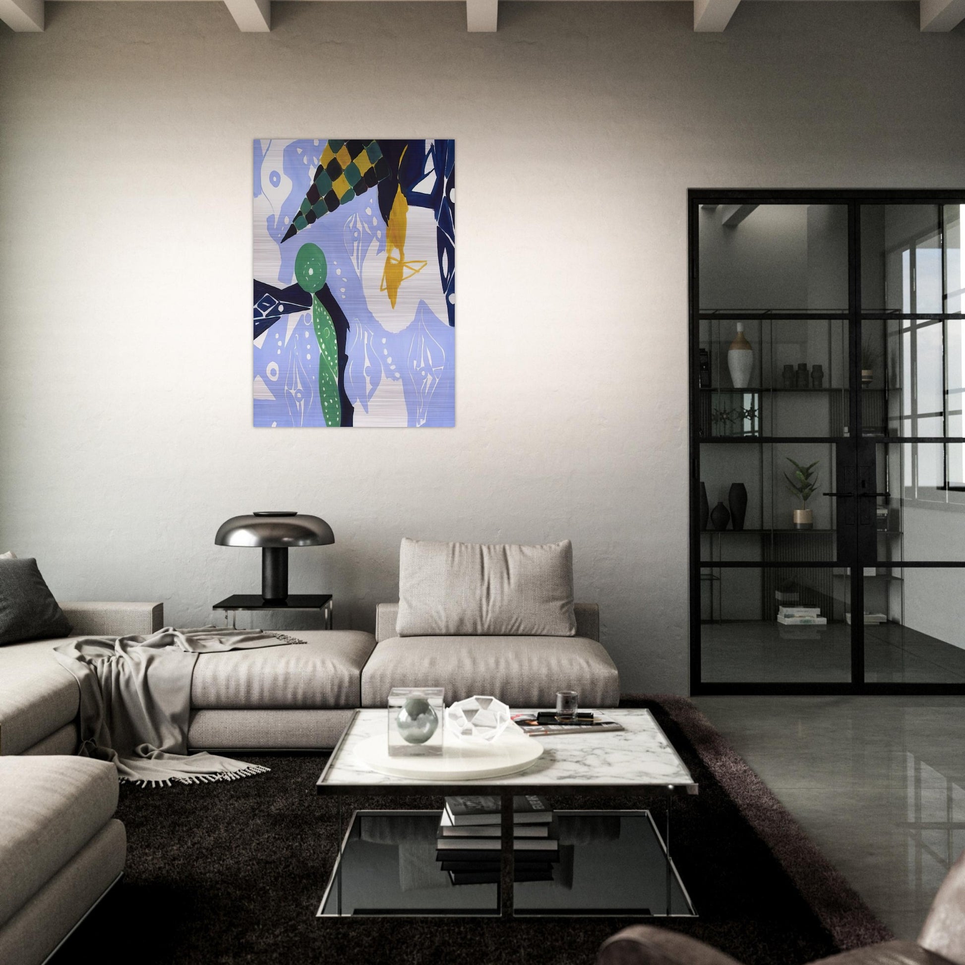 Blue Diaphan - 1965 - Ernst Wilhelm Nay Brushed Aluminum Print - 70x100 cm / 28x40 inches | Ernst Wilhelm Nay Aluminum Print | Ernst Wilhelm Nay Prints