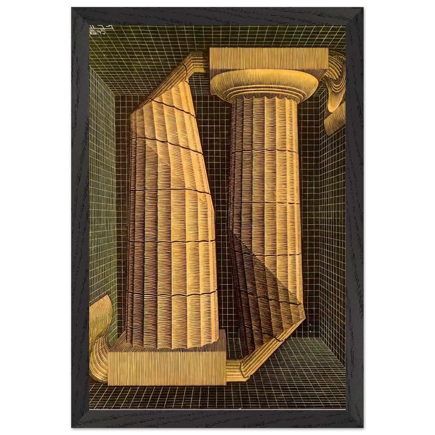 MC Escher - DORIC COLUMNS Wall Art - 30x40 cm / 12x16 inches - Premium Wooden Framed Poster With Fine Art Paper - Black frame