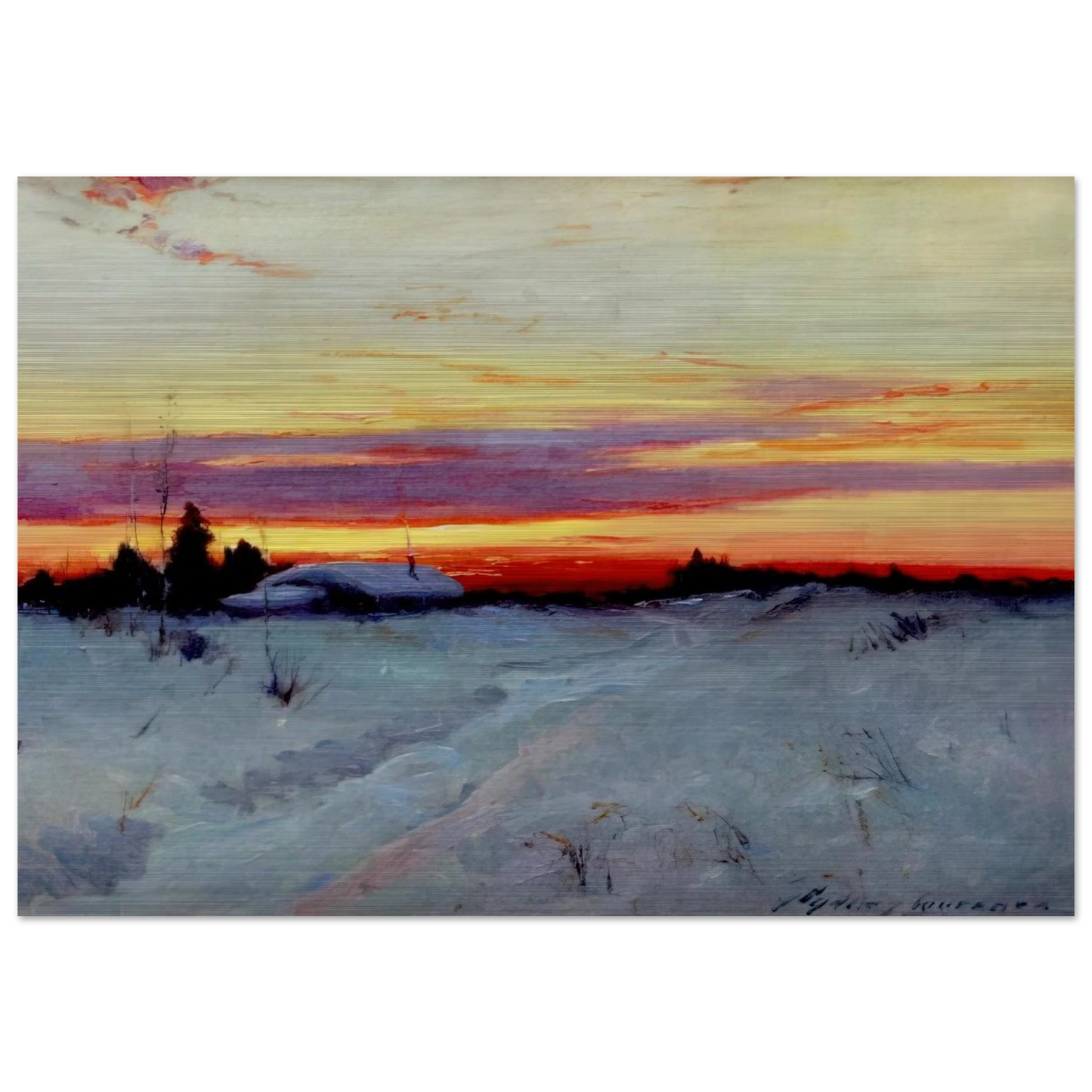 Alaska Sunset - Romanticism - Sydney Laurence Brushed Aluminum Print - 70x100 cm / 28x40 inches | Sydney Laurence Aluminum Print | Sydney Laurence Prints