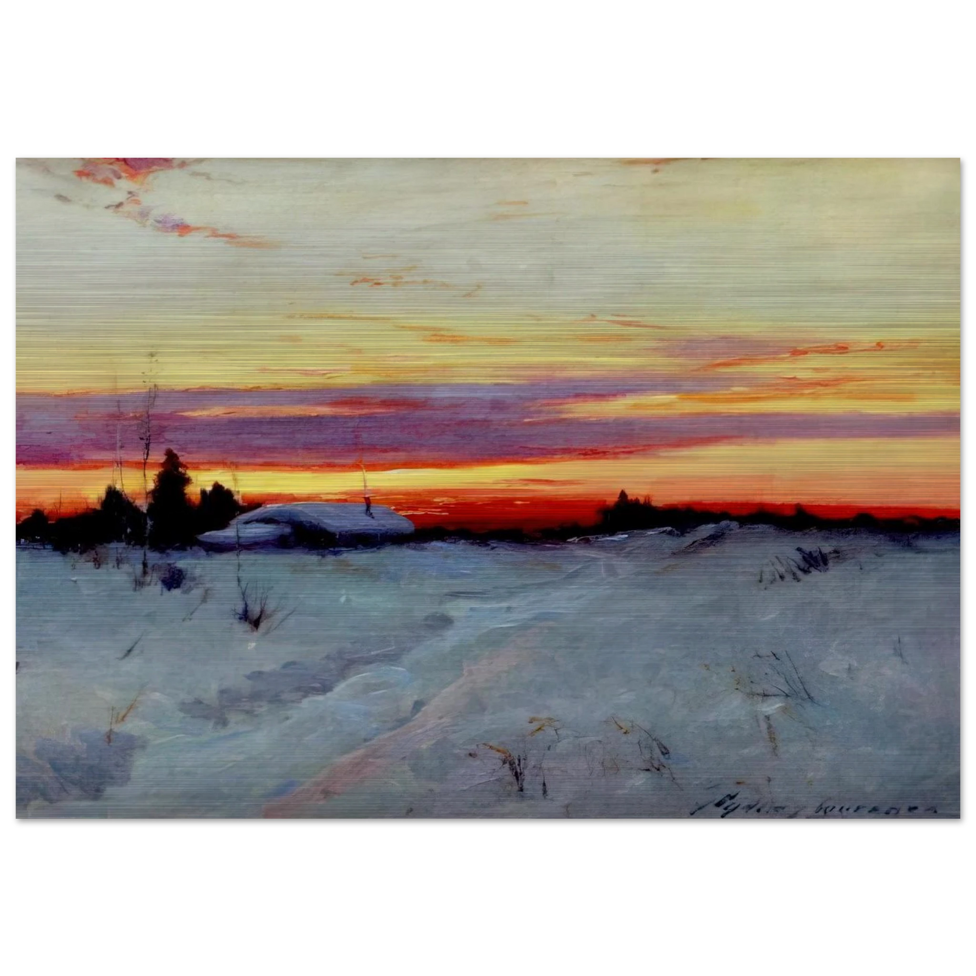 Alaska Sunset - Romanticism - Sydney Laurence Brushed Aluminum Print - 70x100 cm / 28x40 inches | Sydney Laurence Aluminum Print | Sydney Laurence Prints