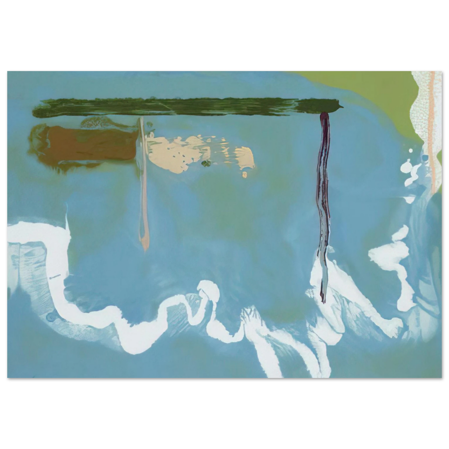 Helen Frankenthaler - Skywriting - 1997 Wall art - 13x18 cm / 5x7 inches - Premium Wooden Framed Poster With Fine Art Paper - White frame