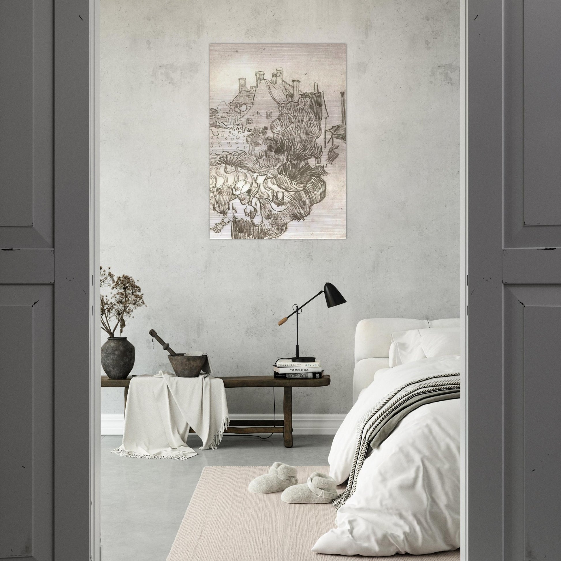 A House at Auvers - Vincent van Gogh Brushed Aluminum Print - 70x100 cm / 28x40 inches | Vincent van Gogh Aluminum Print | Vincent van Gogh Prints