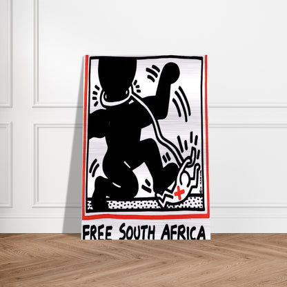 FREE SOUTH AFRICA 1985 - Keith Haring Brushed Aluminum Print - 70x100 cm / 28x40 inches | Keith Haring Aluminum Print | Keith Haring Prints