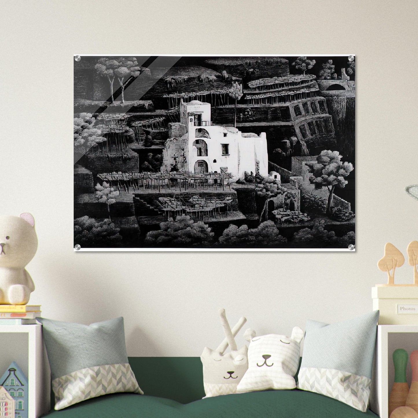 FARMHOUSE RAVELLO - MC Escher Acrylic Print - 70x100 cm / 28x40″ inches | MC Escher Wall Art | MC Escher Prints