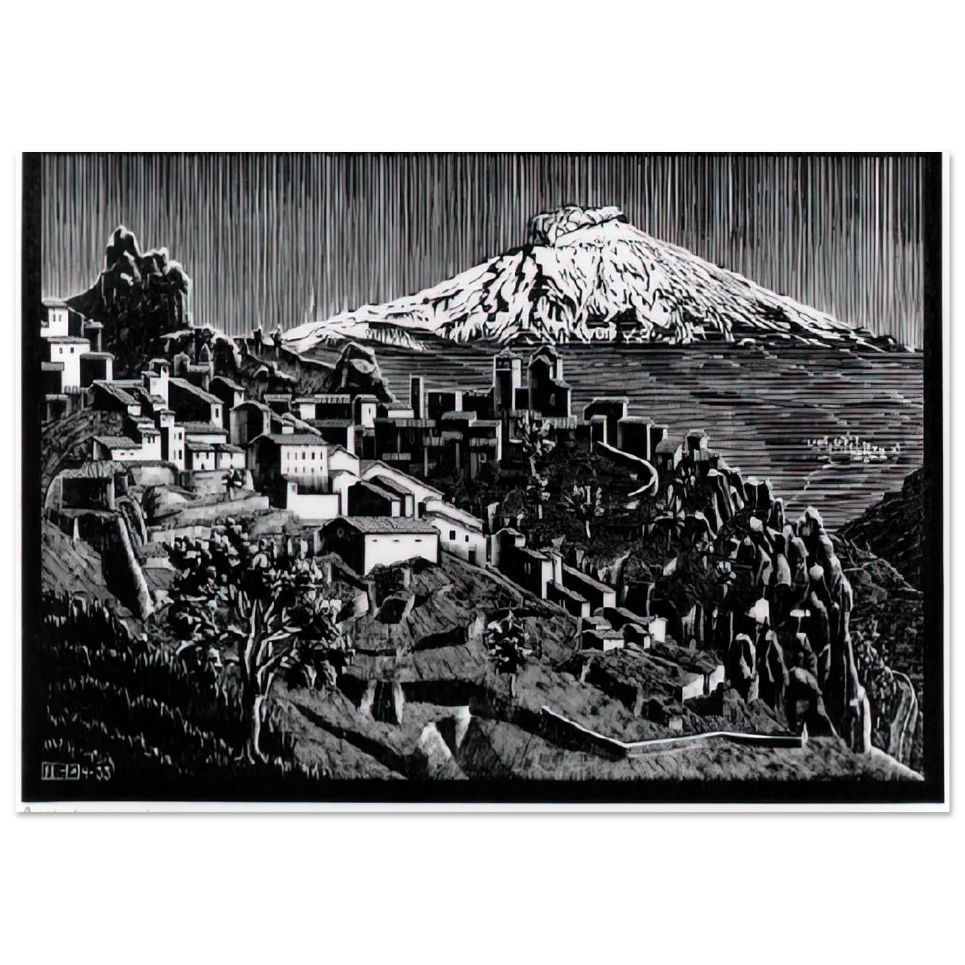 MC Escher - ESCHER (17) Wall Art - 30x40 cm / 12x16 inches - Premium Wooden Framed Poster With Fine Art Paper - White frame
