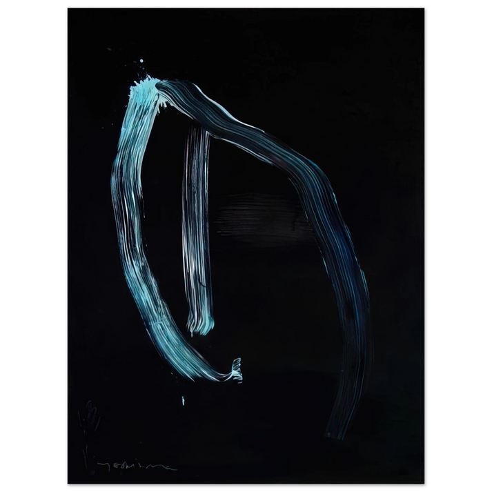 Jiro Yoshihara - Blue Calligraphic Lines on Dark Blue - 1963  75x100 cm / 30x40inches Fine Art Poster