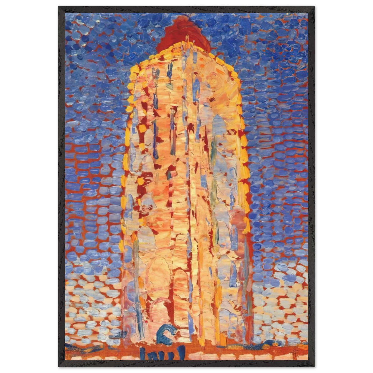 Lighthouse in Westkapelle - Piet Mondrian 70x100 cm / 28x40 inches Framed Art Print – Black Wooden Frame