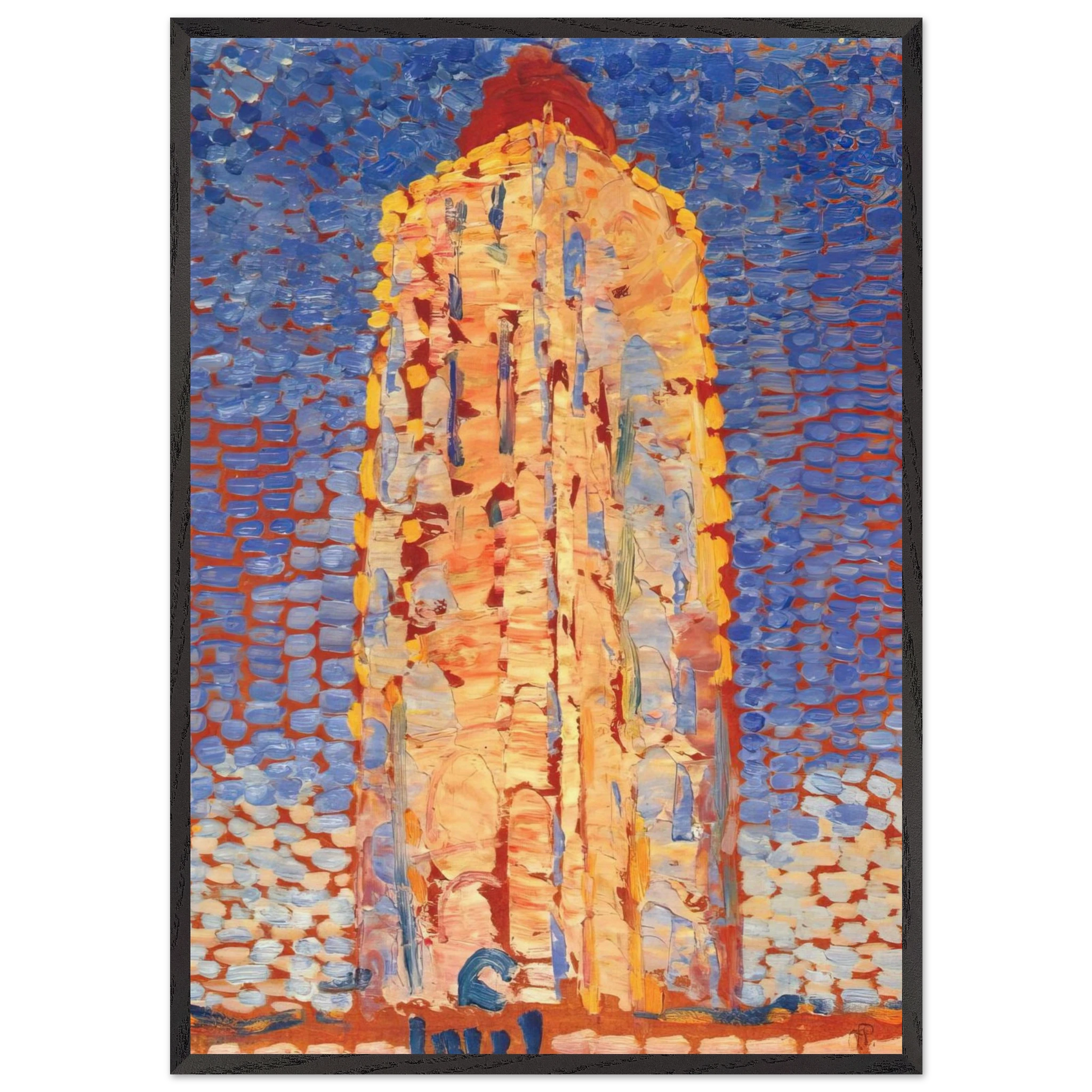 Lighthouse in Westkapelle - Piet Mondrian 70x100 cm / 28x40 inches Framed Art Print – Black Wooden Frame