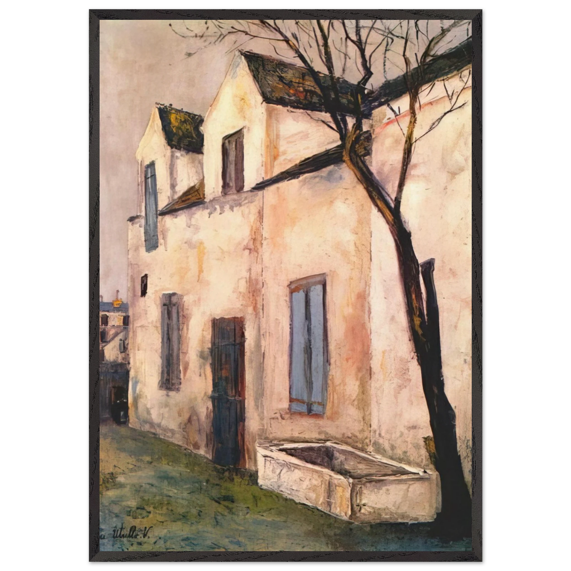 THE DEBRAY FARM - Maurice Utrillo Framed Art Print – Black Wooden Frame - Default Title - -Framed Art Print