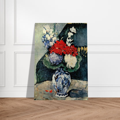 Still life, Delft vase with flowers - Paul Cézanne Brushed Aluminum Print - 70x100 cm / 28x40 inches | Paul Cézanne Aluminum Print | Paul Cézanne Prints