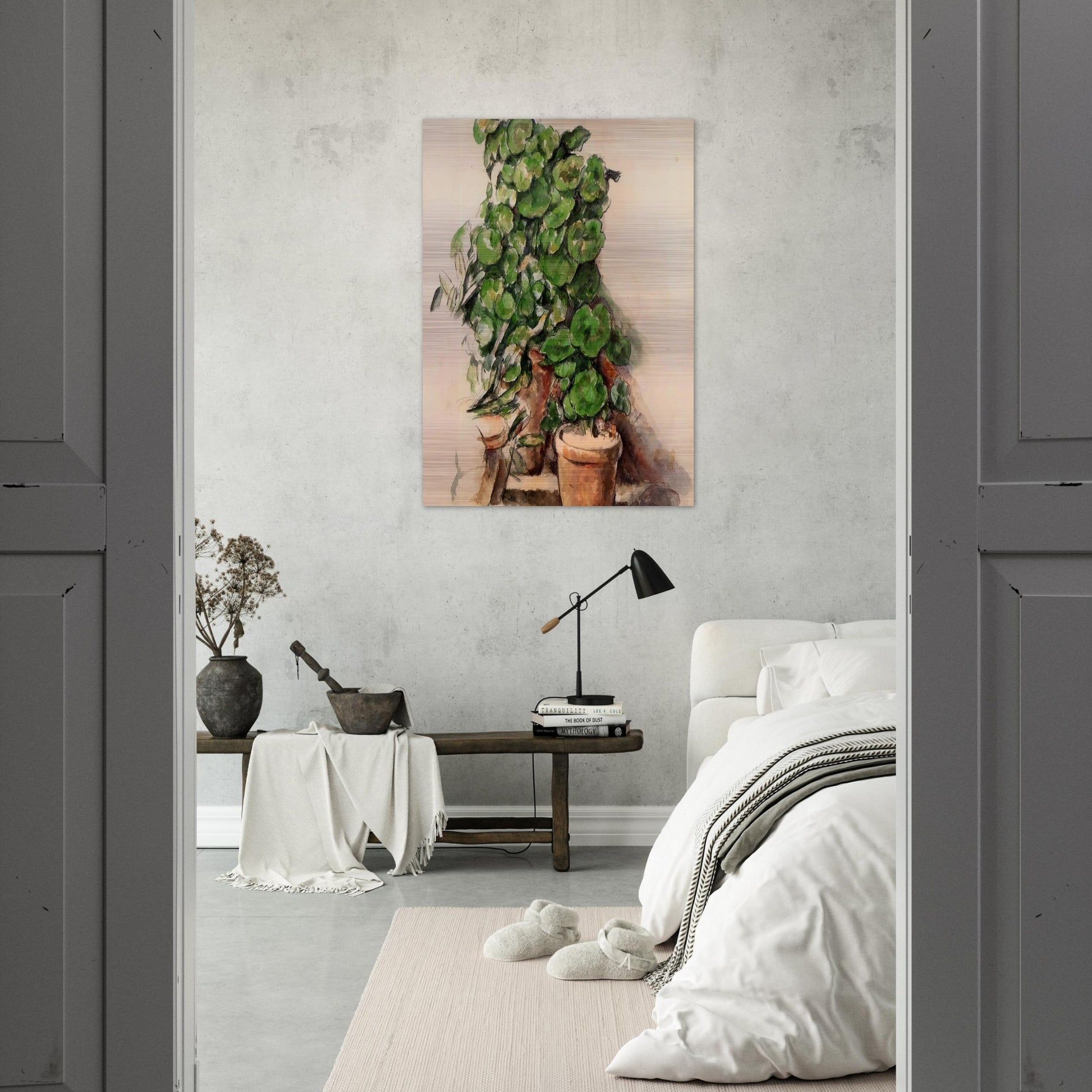 Pots of Geraniums - Paul Cézanne Brushed Aluminum Print - 70x100 cm / 28x40 inches | Paul Cézanne Aluminum Print | Paul Cézanne Prints