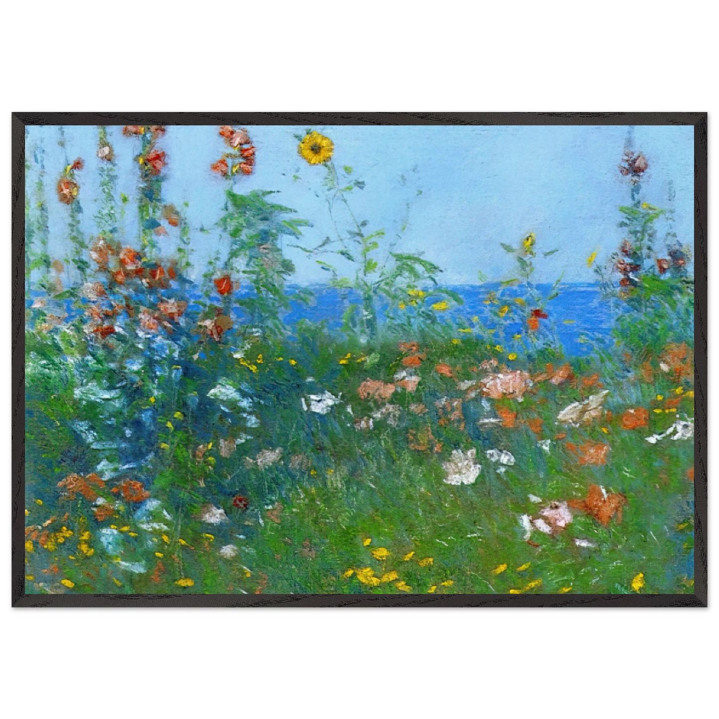 Poppies Isles of Shoals 03 - Childe Hassam Framed Art Print – Black Wooden Frame - Default Title - -Framed Art Print