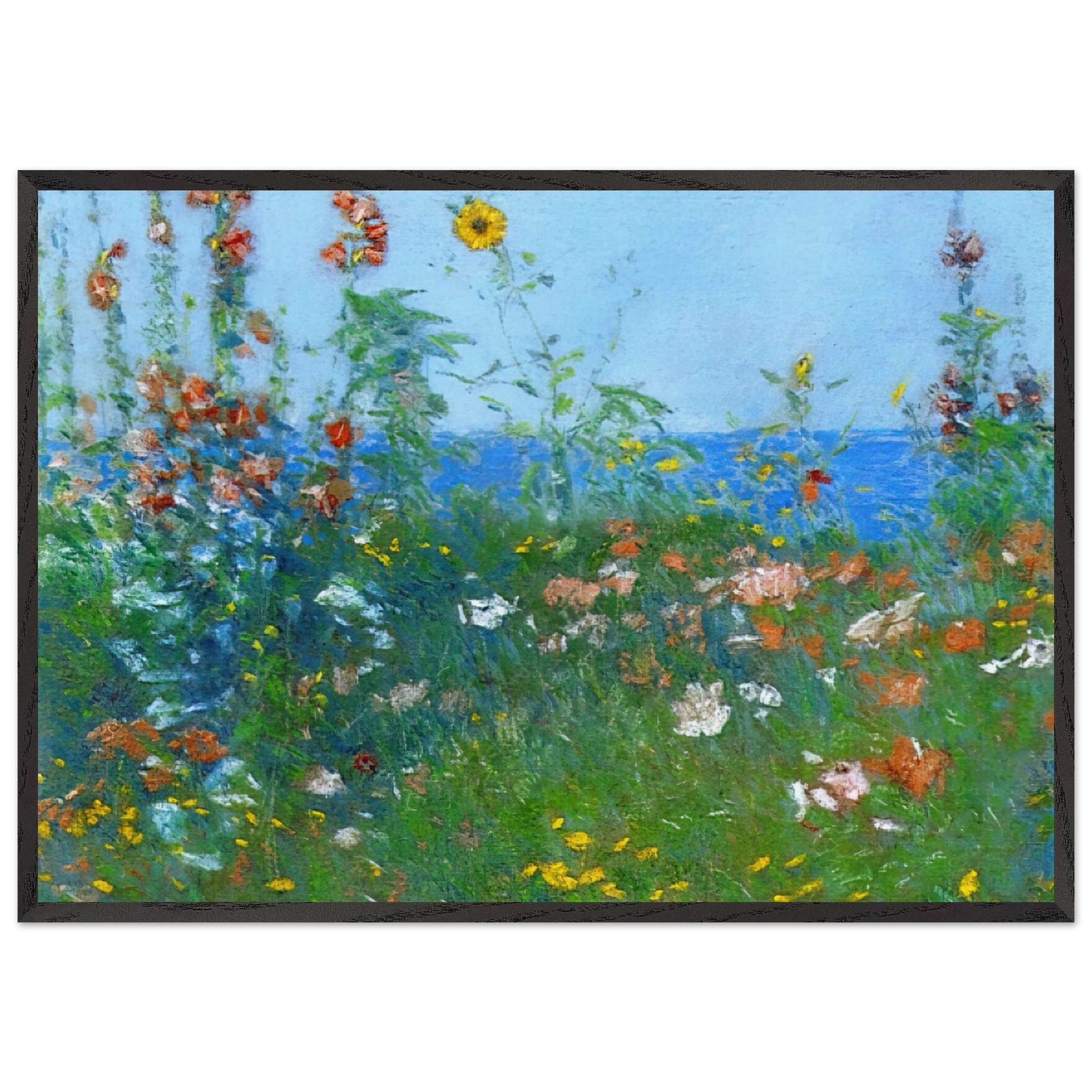 Poppies Isles of Shoals 03 - Childe Hassam Framed Art Print – Black Wooden Frame - Default Title - -Framed Art Print