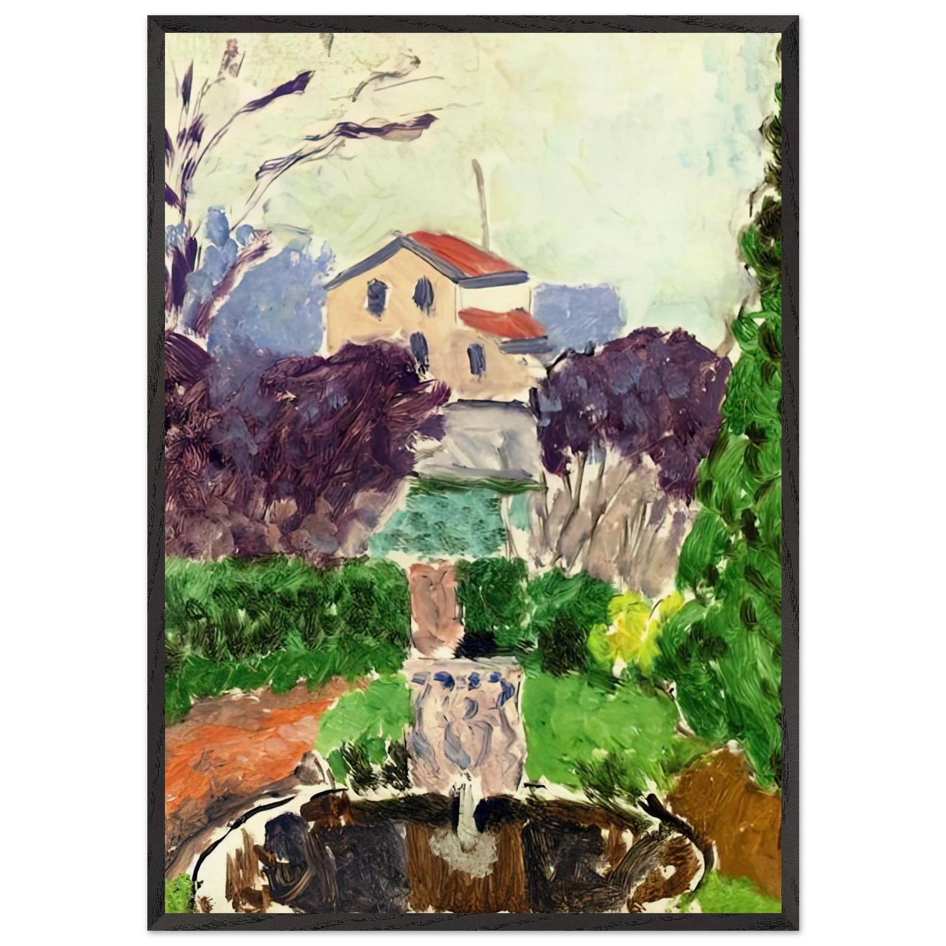 THE ARTIST S GARDEN AT ISSY LES MOULINEAUX 1918 - Henri Matisse Framed Art Print – Black Wooden Frame - Default Title - -Framed Art Print