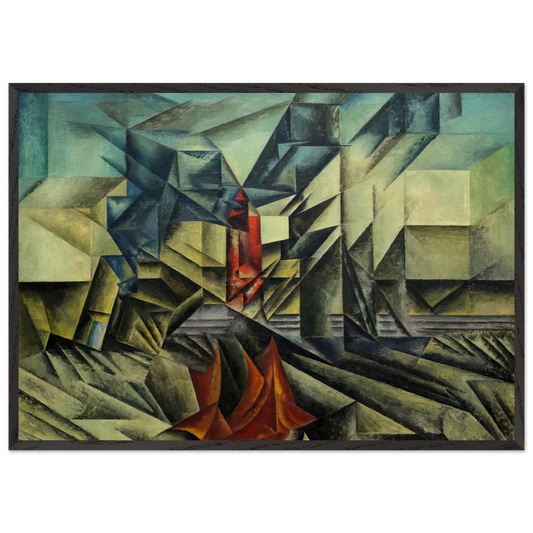 HARBOR MOLE 1913 - Lyonel Feininger Framed Art Print – Black Wooden Frame - Default Title - -Framed Art Print