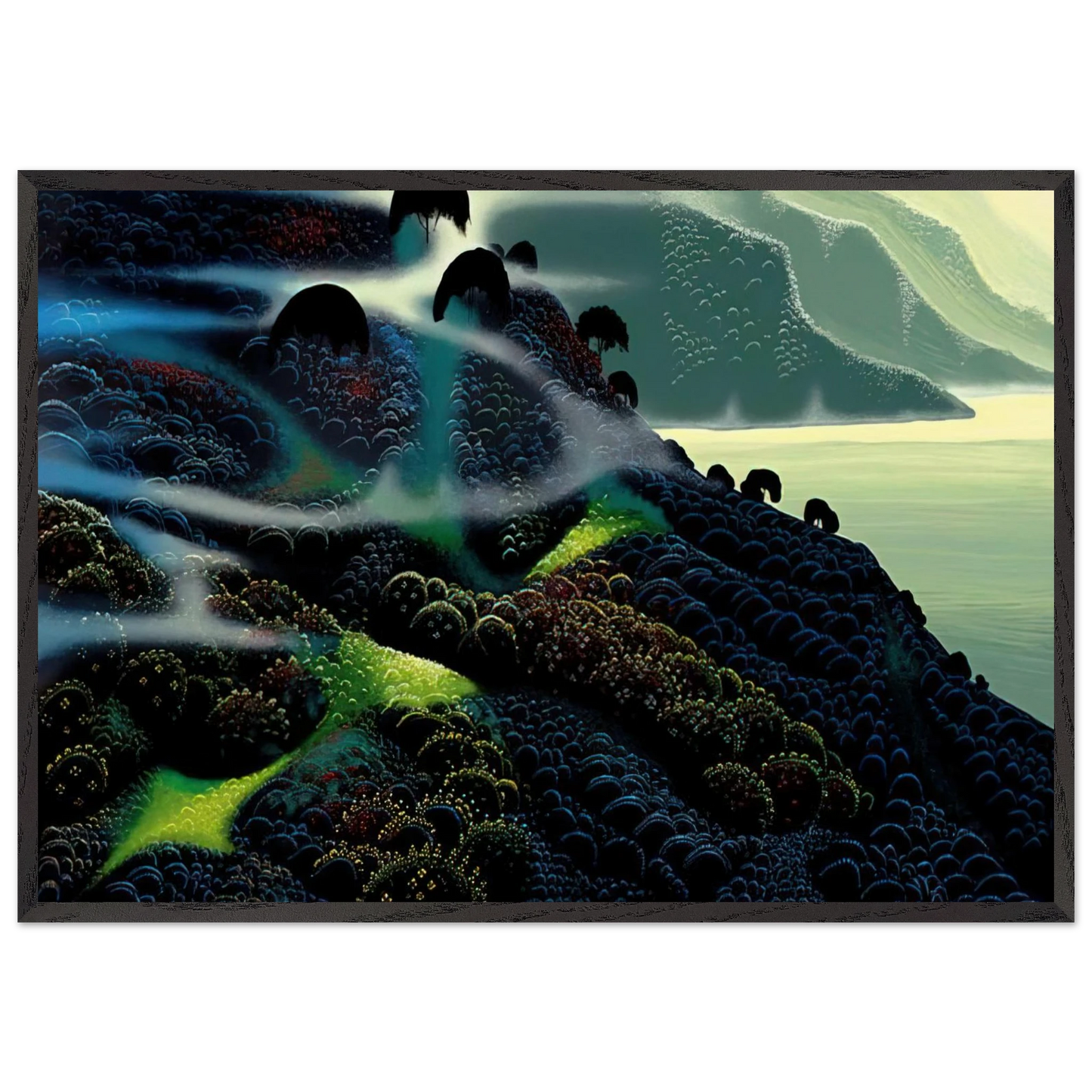 Ocean Paradise - Eyvind Earle Framed Art Print – Black Wooden Frame - Default Title - -Framed Art Print