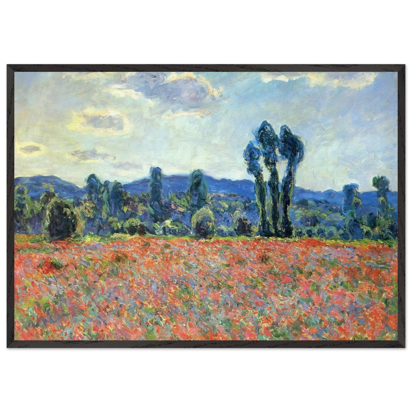 Poppy Field in Giverny - claude monet Framed Art Print – Black Wooden Frame - Default Title - -Framed Art Print