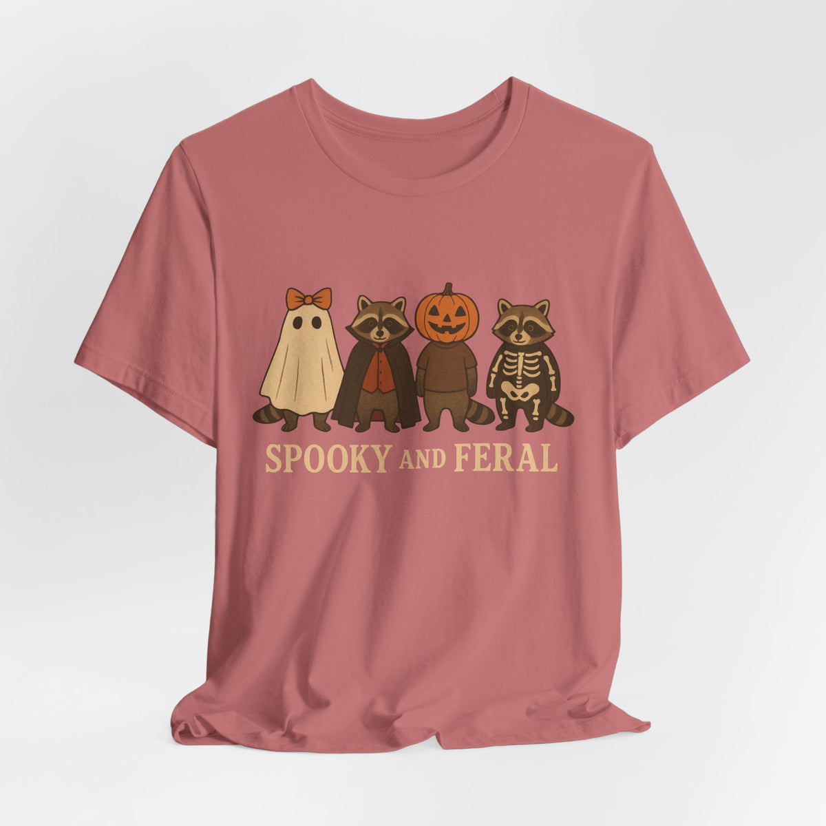 Spooky Raccoon Shirt, Funny Halloween Graphic Tee, Cute Vintage Fall T-Shirt, Trendy Womens Halloween Shirt, Feral Raccoon Tee