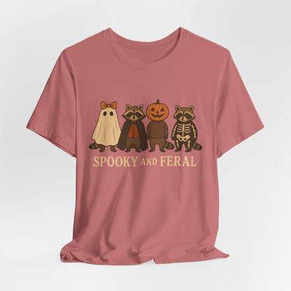 Spooky Raccoon Shirt, Funny Halloween Graphic Tee, Cute Vintage Fall T-Shirt, Trendy Womens Halloween Shirt, Feral Raccoon Tee