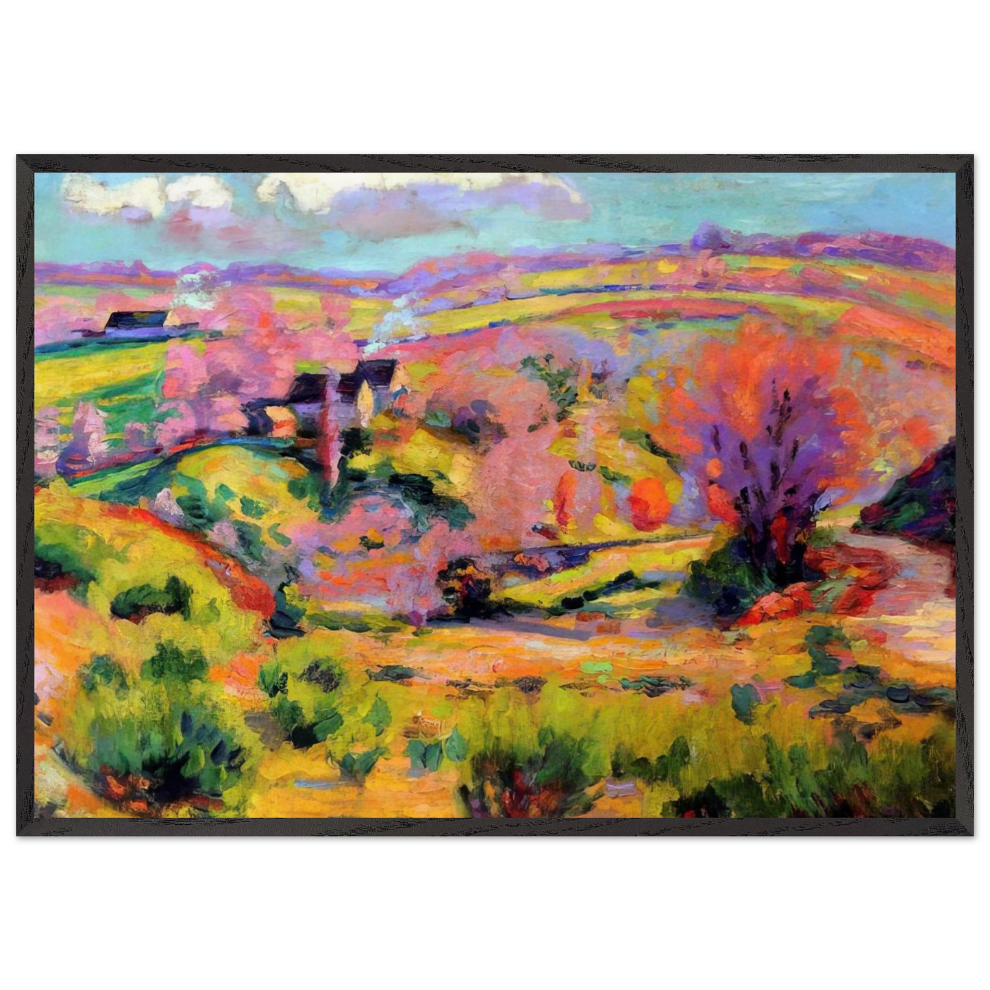 Landscape of Creuse at spring - Fauvism - Armand Guillaumin Framed Art Print – Black Wooden Frame - Default Title - -Framed Art Print