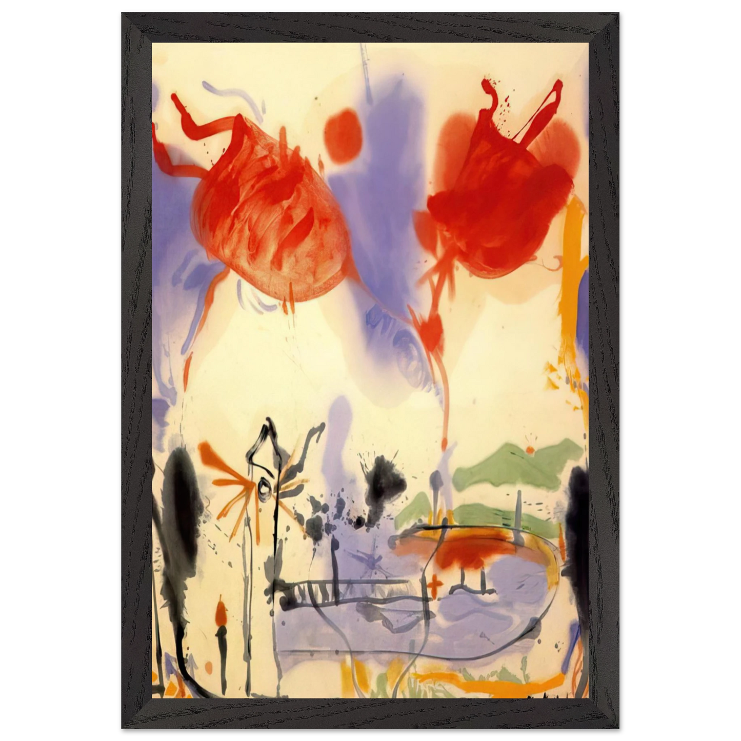 Helen Frankenthaler - Round Trip - 1957 Wall art - 45x60 cm / 18x24 inches - Premium Wooden Framed Poster With Fine Art Paper - Wood frame