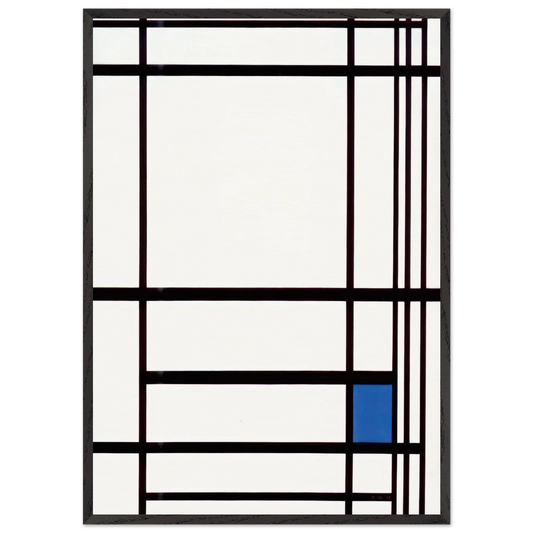 Composition with Blue - Piet Mondrian 70x100 cm / 28x40 inches Framed Art Print – Black Wooden Frame