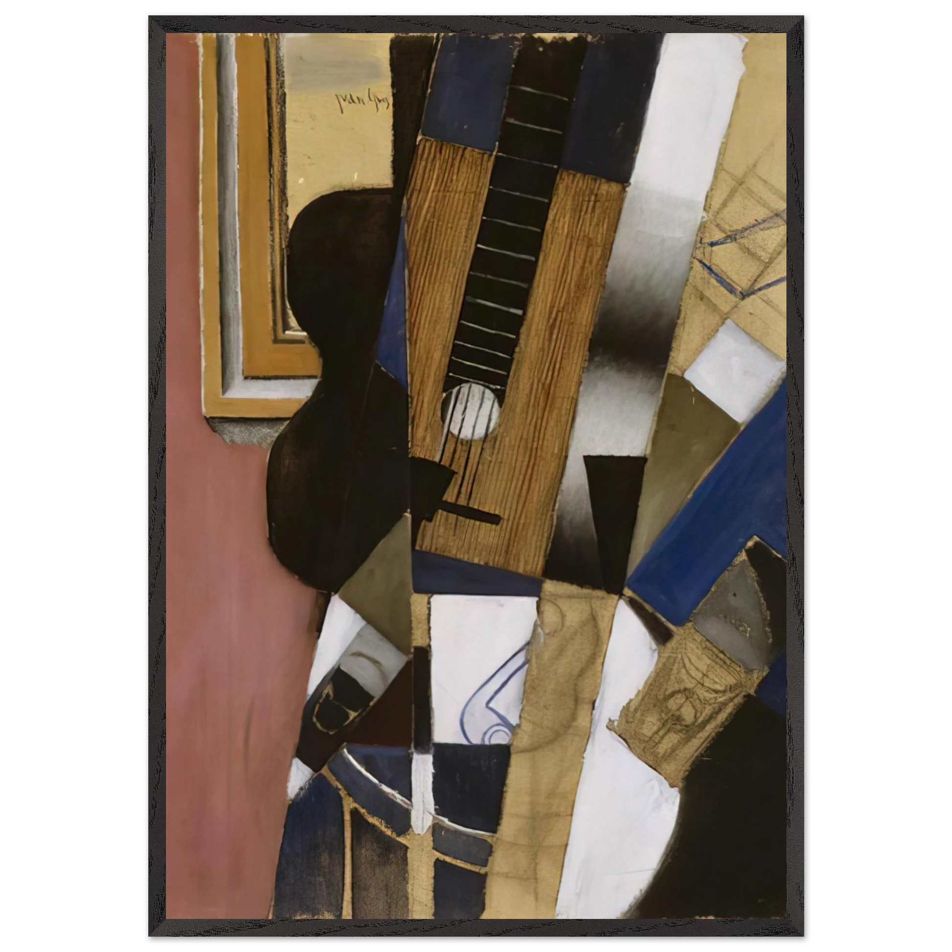 GUITAR AND PIPE 1913 - Juan Gris Framed Art Print – Black Wooden Frame - Default Title - -Framed Art Print