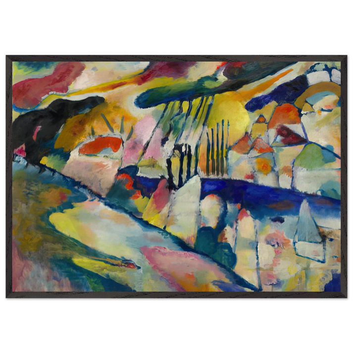 LANDSCAPE WITH RAIN 1913 - Wassily Kandinsky 70x100 cm / 28x40 inches Framed Art Print – Black Wooden Frame