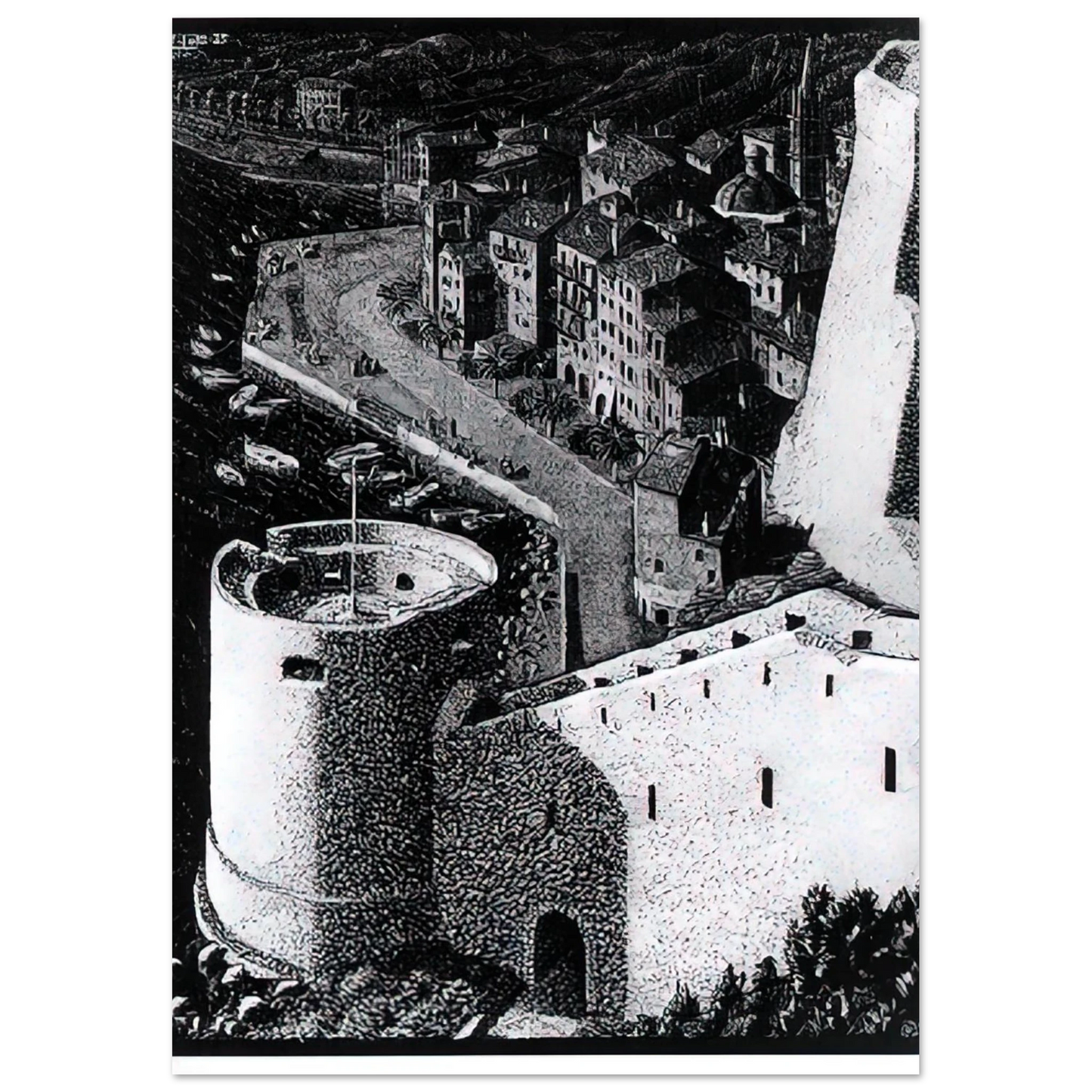 MC Escher - ESCHER (23) Wall Art - 30x40 cm / 12x16 inches - Premium Wooden Framed Poster With Fine Art Paper - Black frame
