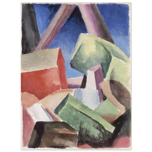 Thomas Hart Benton - HOUSE IN CUBIST LANDSCAPE 1920 Fine Art Poster - Default Title