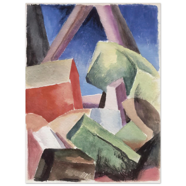 Thomas Hart Benton - HOUSE IN CUBIST LANDSCAPE 1920  75x100 cm / 30x40inches Fine Art Poster