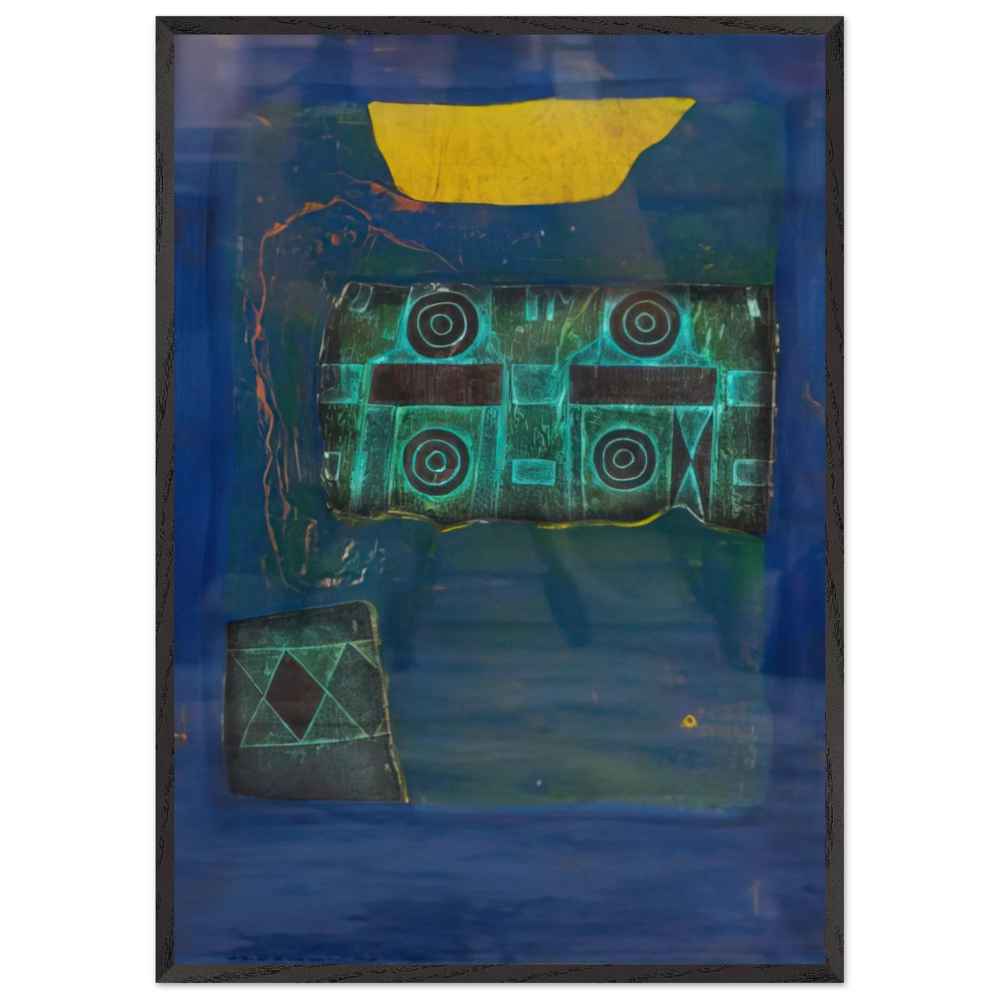 The Decorated Tomb of Ancient Japan B - 1969 - Hiroyuki Tajima Framed Art Print – Black Wooden Frame - Default Title - -Framed Art Print