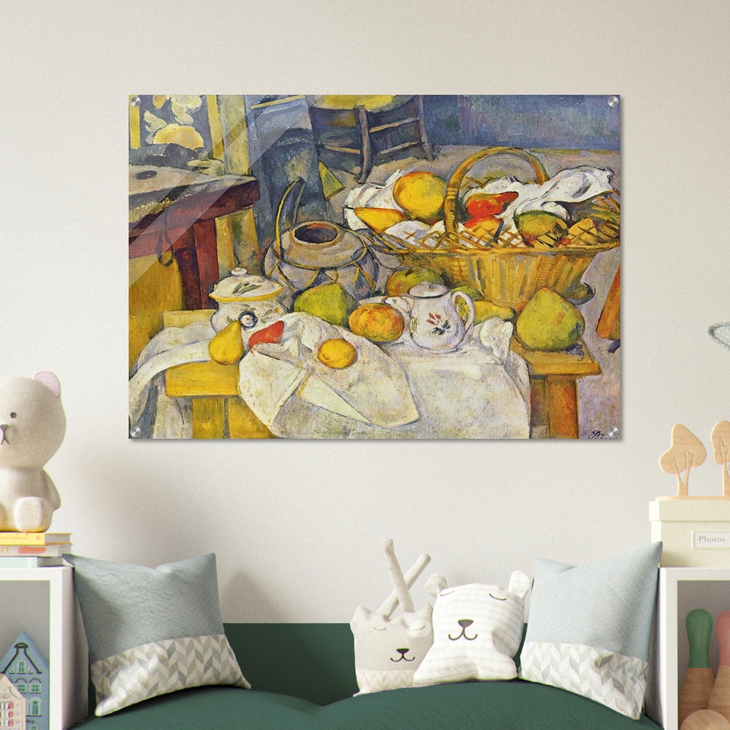 Still life with basket Kitchen table - Paul Cézanne Acrylic Print - 70x100 cm / 28x40″ inches