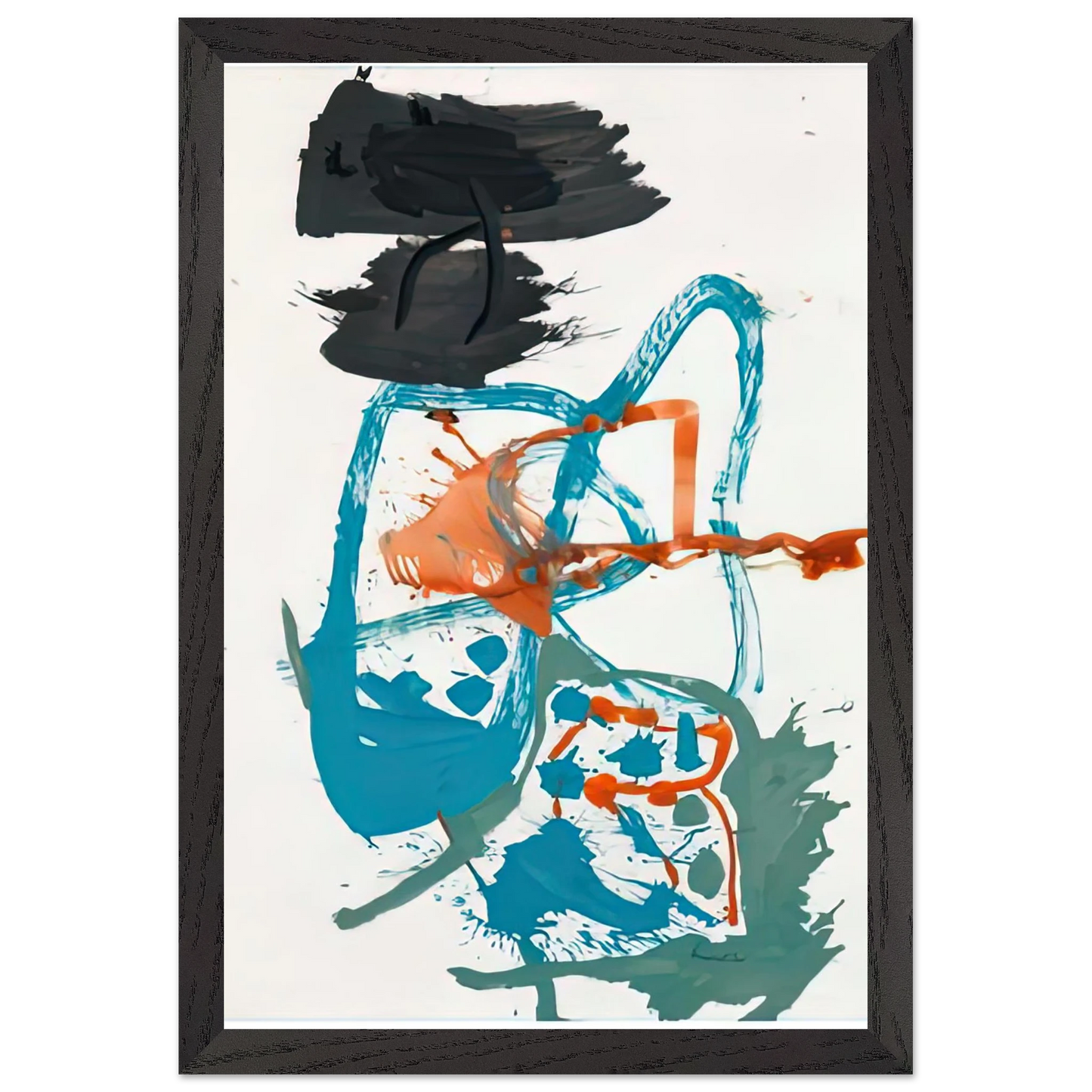 Helen Frankenthaler - Winter Figure with Black Overhead, 1959- Wall Art - 60x80 cm / 24x32 inches - Premium Wooden Framed Poster With Fine Art Paper - Black frame
