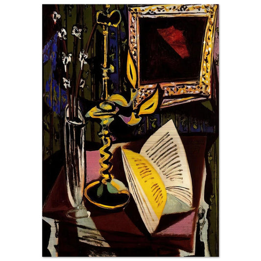 Still life with candlestick - 1937 - Pablo Picasso Brushed Aluminum Print - 70x100 cm / 28x40 inches | Pablo Picasso Aluminum Print | Pablo Picasso Prints