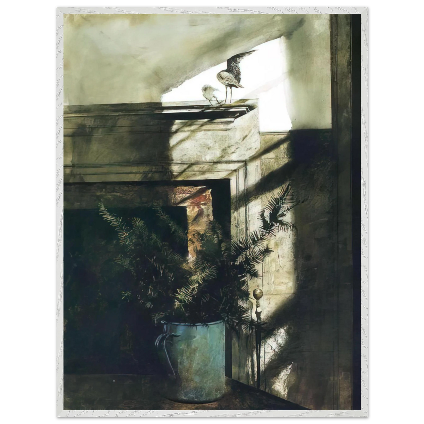 Andrew Wyeth - BIRD IN THE HOUSE Wall Art - 21x29.7 cm / 8x12" - Premium Wooden Framed Poster With Fine Art Paper - White frame