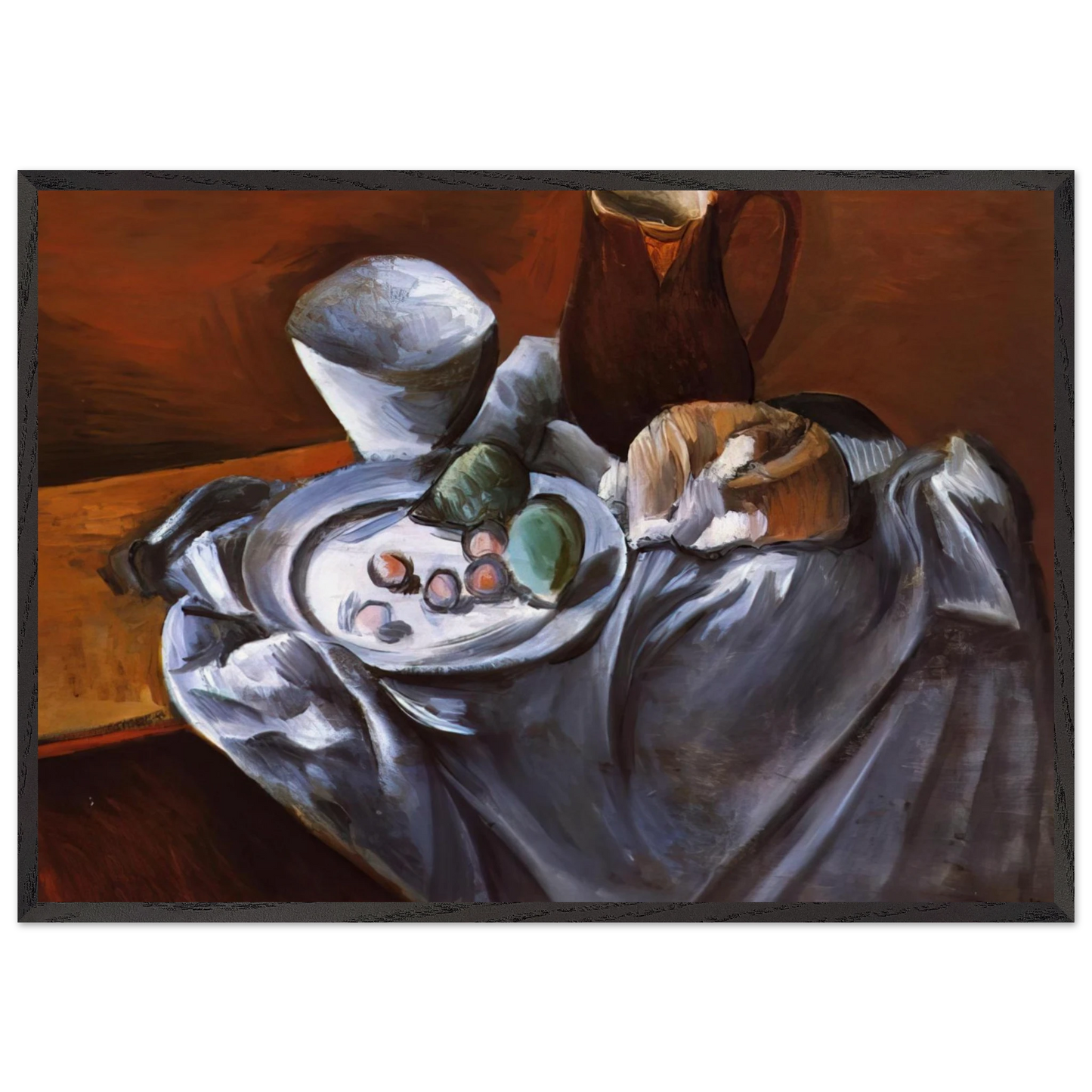 STILL LIFE WITH PEARS AND INDIAN BOWL - Andre Derain Framed Art Print – Black Wooden Frame - Default Title - -Framed Art Print