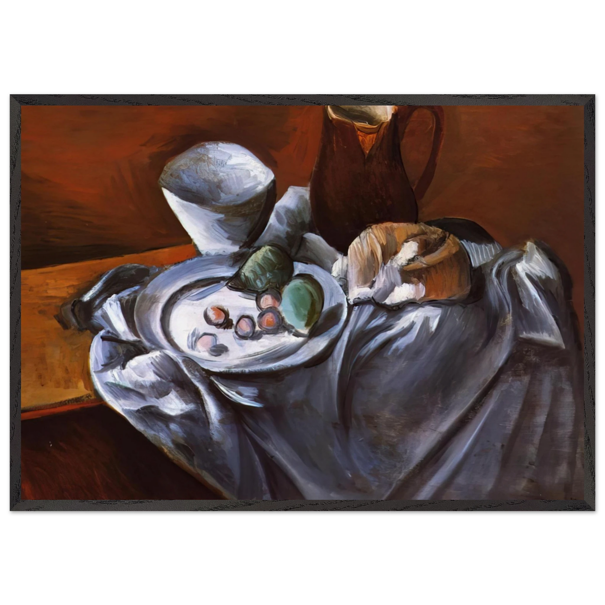 STILL LIFE WITH PEARS AND INDIAN BOWL - Andre Derain Framed Art Print – Black Wooden Frame - Default Title - -Framed Art Print
