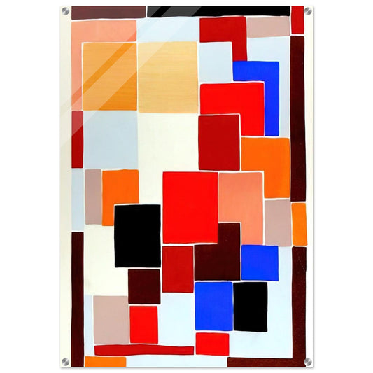 DESIGN IN THE STYLE OF MONDRIAN POSSIBLY FOR A RUG FROM COMPOSITIONS COLOURS IDEAS 1931 - Sonia Delaunay Acrylic Print - 70x100 cm / 28x40″ inches | Sonia Delaunay Wall Art | Sonia Delaunay Prints