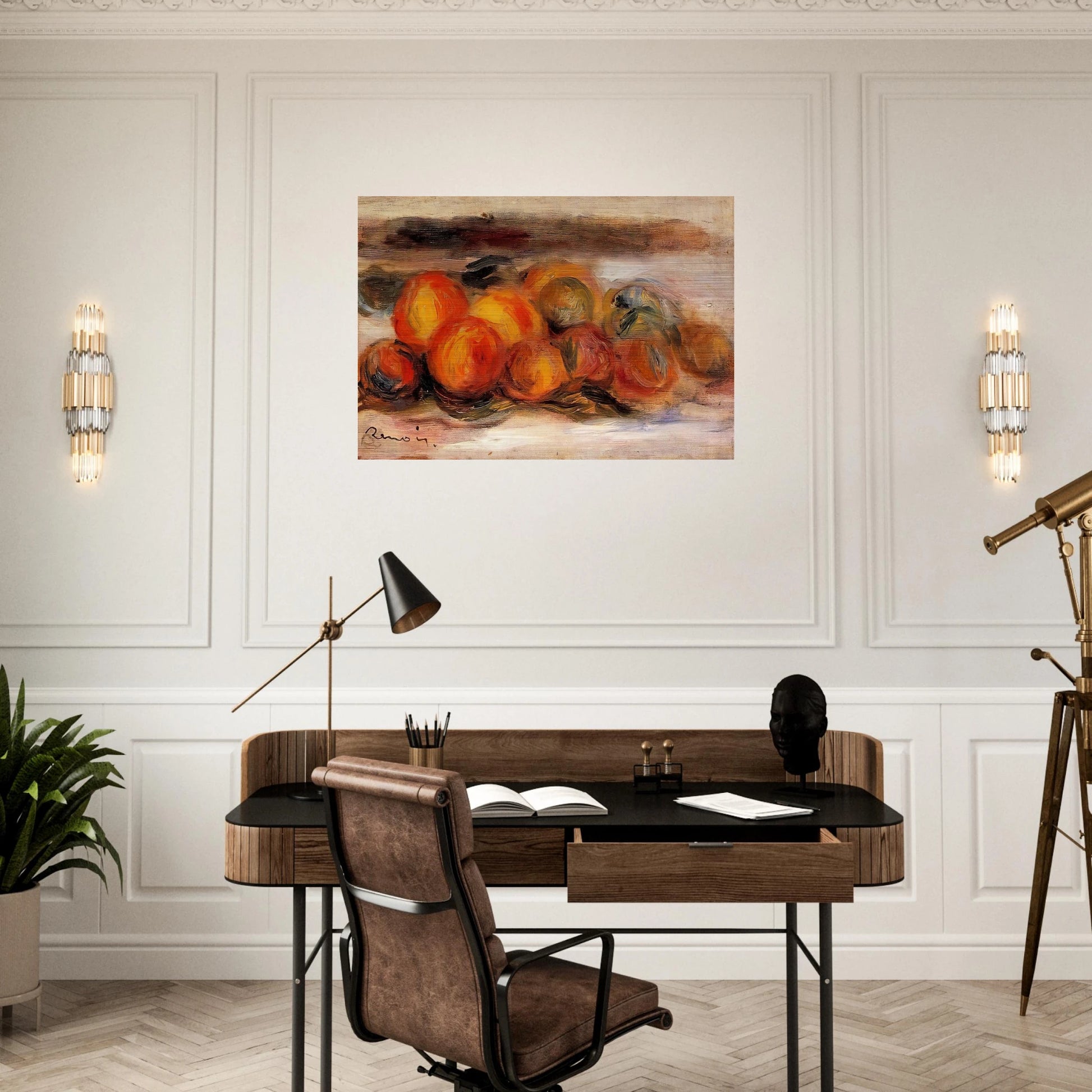 Still Life with Peaches - Pierre-Auguste Renoir Brushed Aluminum Print - 70x100 cm / 28x40 inches | Pierre-Auguste Renoir Aluminum Print | Pierre-Auguste Renoir Prints