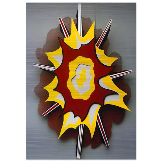 EXPLOSION I 1965 - Roy Lichtenstein Brushed Aluminum Print - 70x100 cm / 28x40 inches | Roy Lichtenstein Aluminum Print | Roy Lichtenstein Prints