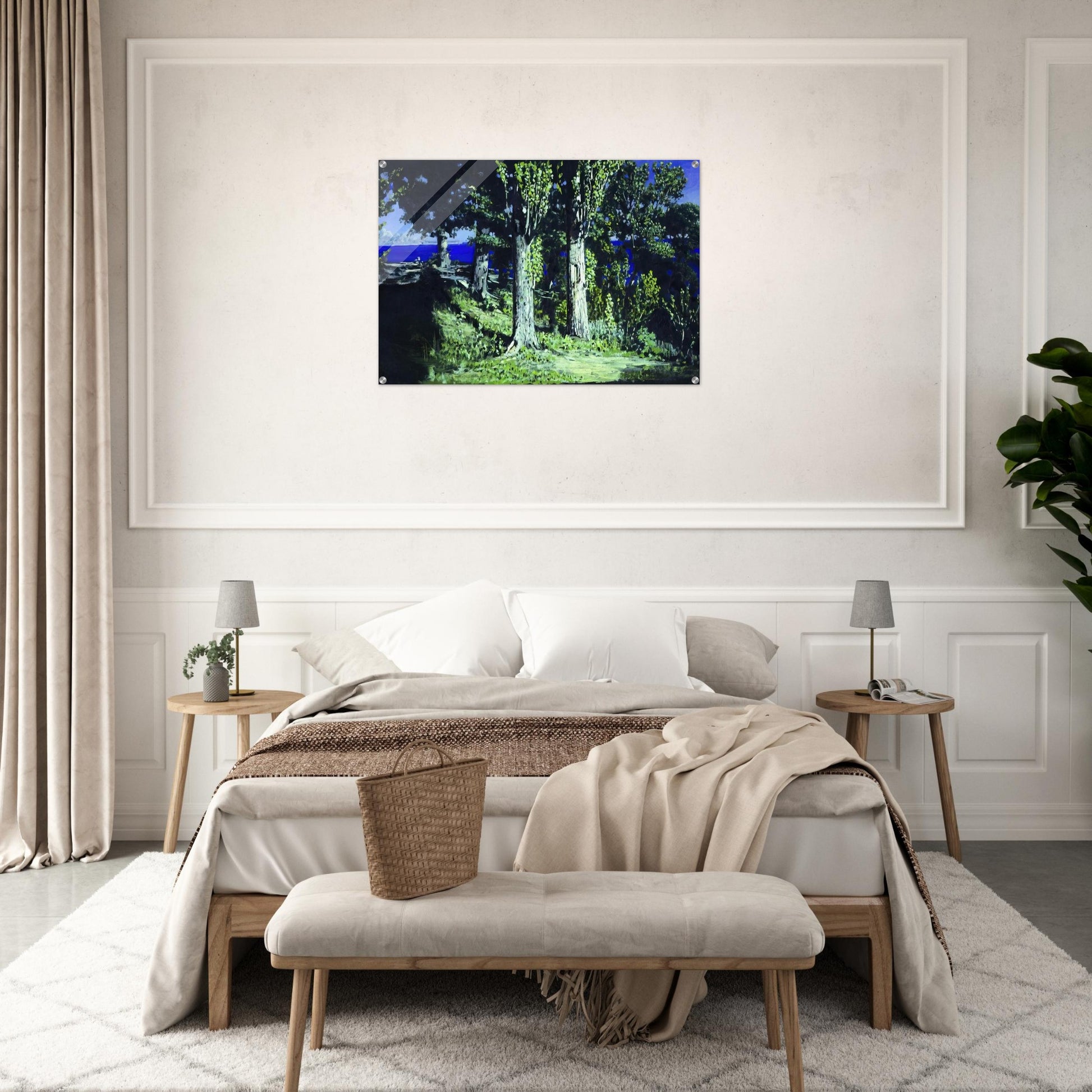 Cypresses on a Seashore. The Crimea - Arkhyp Kuindzhi Acrylic Print - 70x100 cm / 28x40″ inches | Arkhyp Kuindzhi Wall Art | Arkhyp Kuindzhi Prints