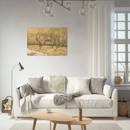 Orchard with Blossoming Plum Trees The White Orchard - Vincent van Gogh Brushed Aluminum Print - 70x100 cm / 28x40 inches | Vincent van Gogh Aluminum Print | Vincent van Gogh Prints