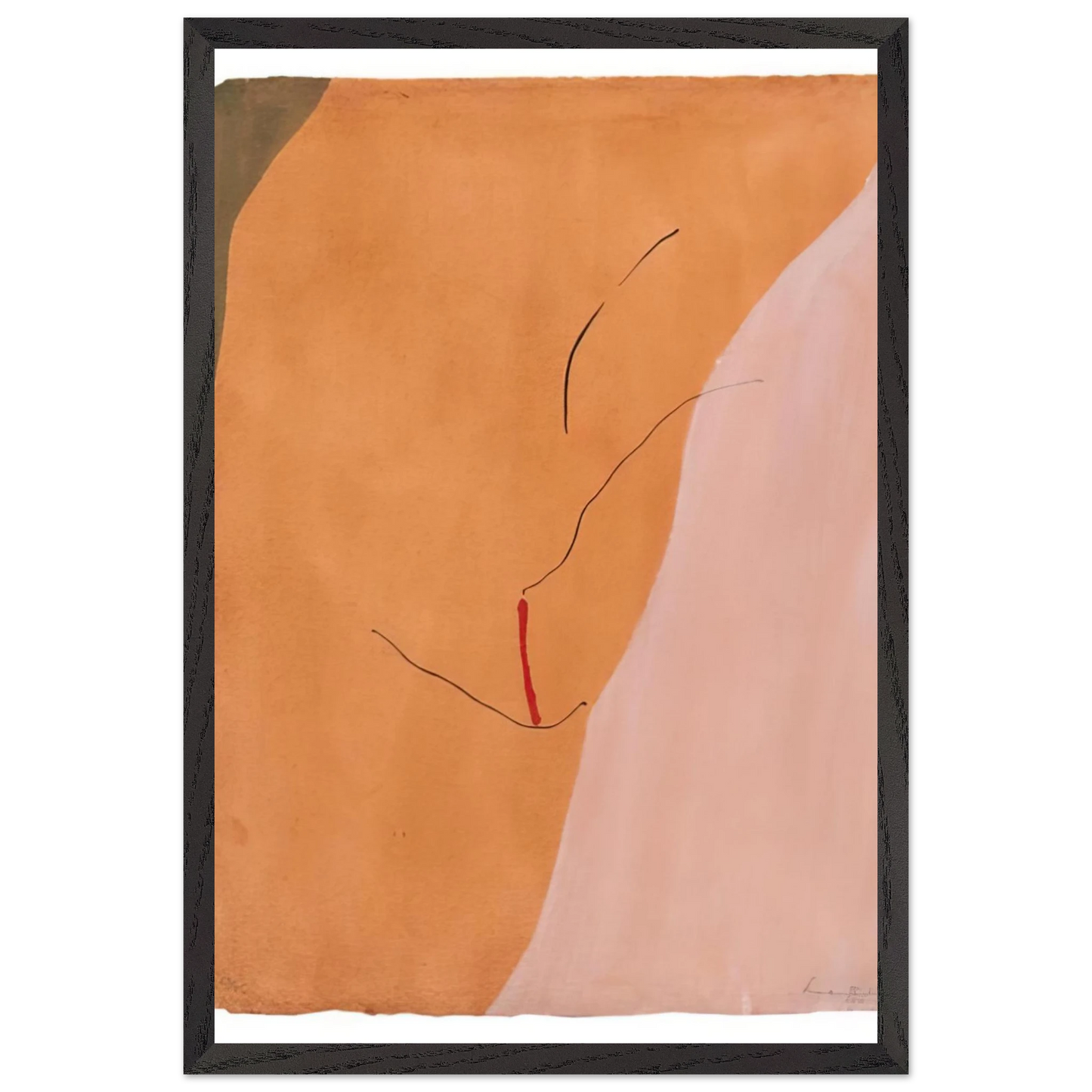 Helen Frankenthaler - Sanguine Mood - 1971 Wall art - 28x43  cm / XL (11x17 inches) - Premium Wooden Framed Poster With Fine Art Paper - White frame