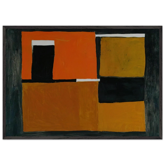 Orange Black and White Composition - 1953 - William Scott Framed Art Print – Black Wooden Frame - Default Title - -Framed Art Print