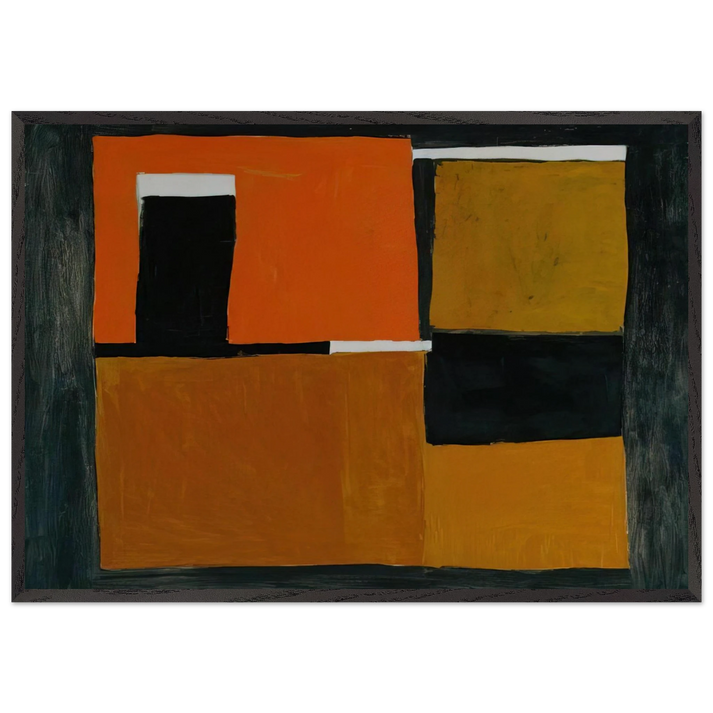 Orange Black and White Composition - 1953 - William Scott 70x100 cm / 28x40 inches Framed Art Print – Black Wooden Frame