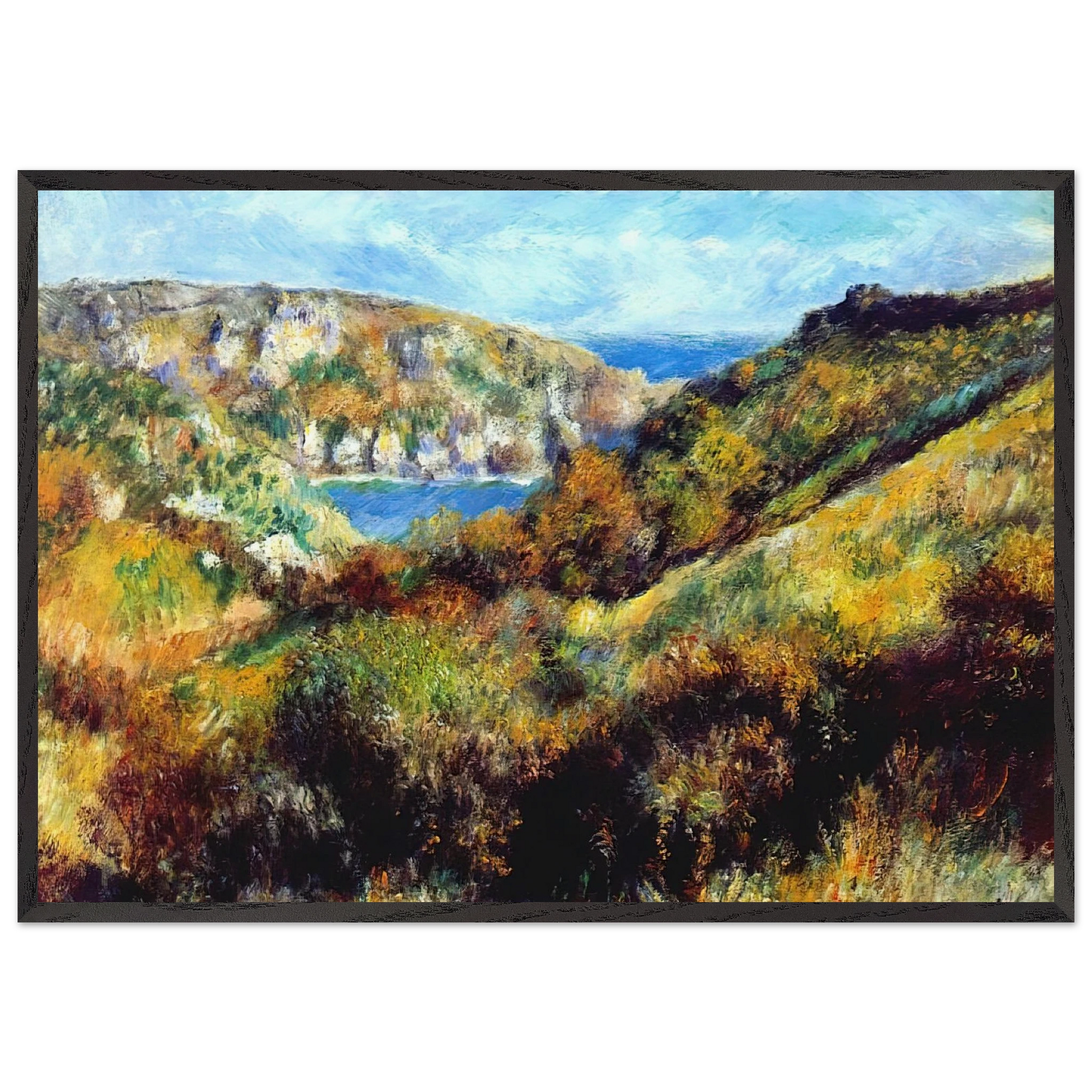 Hills Around Moulin Huet Bay - Pierre-Auguste Renoir Framed Art Print – Black Wooden Frame - Default Title - -Framed Art Print