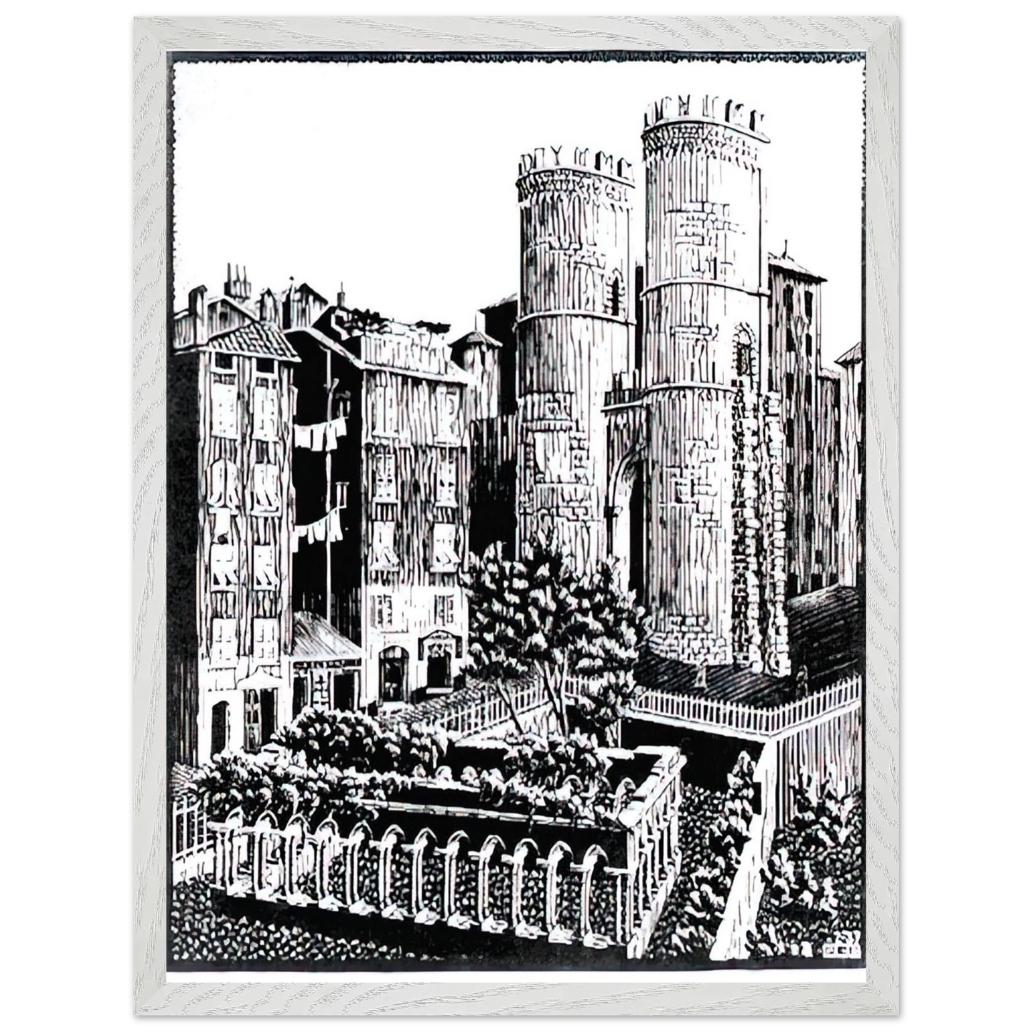 MC Escher - ESCHER (25) Wall Art - 30x40 cm / 12x16 inches - Premium Wooden Framed Poster With Fine Art Paper - Wood frame