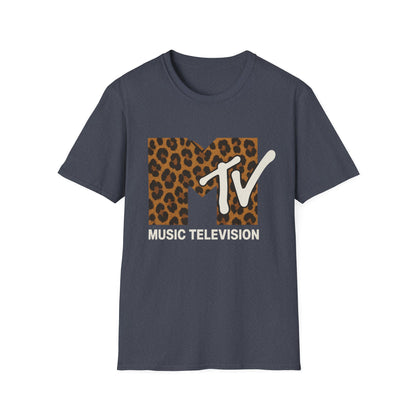 Vintage MTV Cheetah Print Graphic T-Shirt Retro Music Television 80s 90s Throwback Band Tee Unisex Animal Print Rock Shirt
