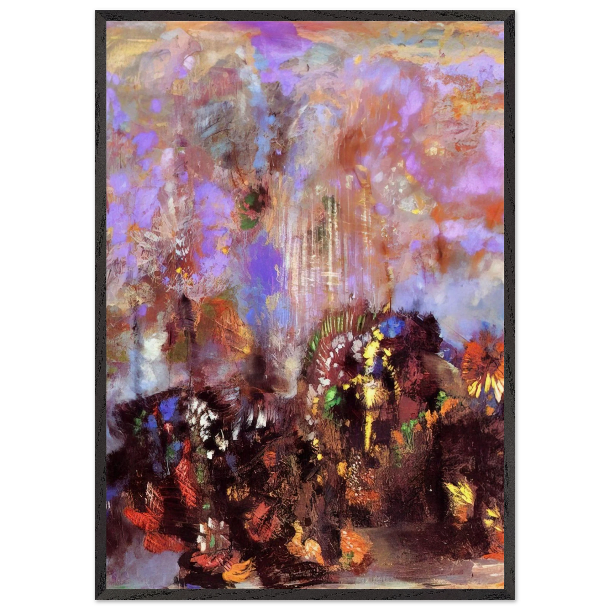 COMPOSITION WITH FLOWERS - Odilon Redon Framed Art Print – Black Wooden Frame - Default Title - -Framed Art Print